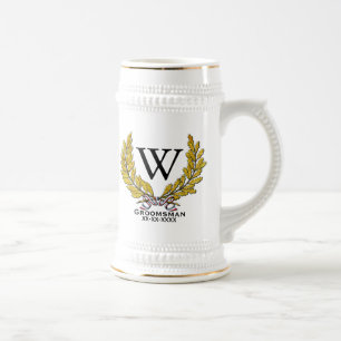 Chope À Bière Le Groomsman-Meilleur homme de monogramme