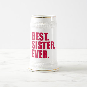 Chope À Bière Le meilleur. Soeur. Jamais.(rose)