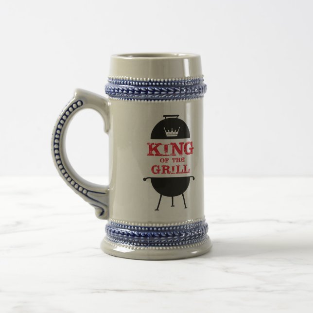 Chope À Bière Le Roi Du Grill, Blanc Noir Couronne Rouge (Gauche)
