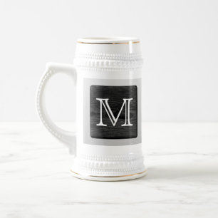Chope À Bière Lettre imprimée de motif et de coutume. Noir et