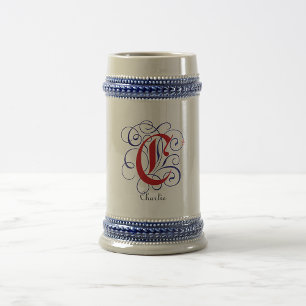 Chope À Bière Lettre monographie gothique C Nom personnalisé