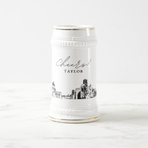 Chope À Bière Ligne Skyline personnalisée Houston Texas