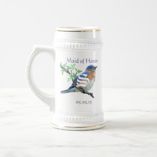 Chope À Bière Maid of Honor Stein Mariage Bluebirds Vintage