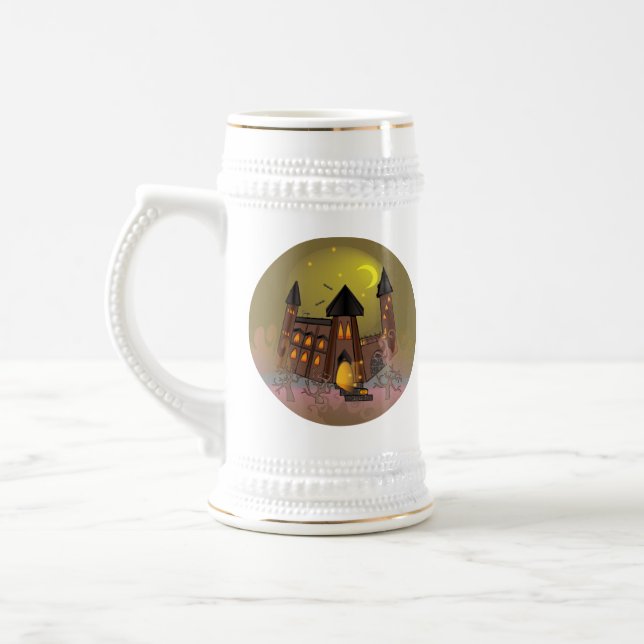 Chope À Bière Maison de sorcière éffrayante Halloween et château (Gauche)
