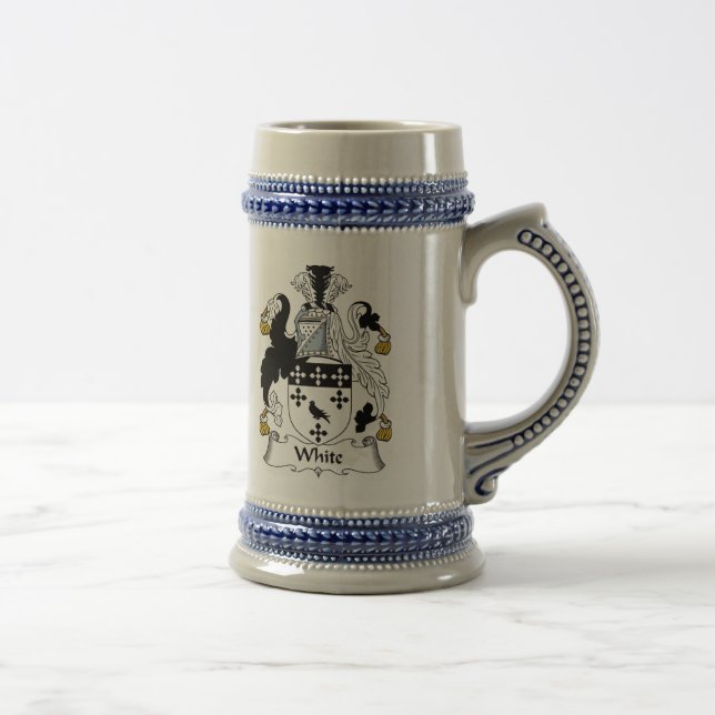 Chope À Bière Manteau des bras blanc Stein - crête de famille (Droite)