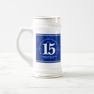 Chope À Bière Marbre Bleu Élégant 15 Anniversaire Du Travail