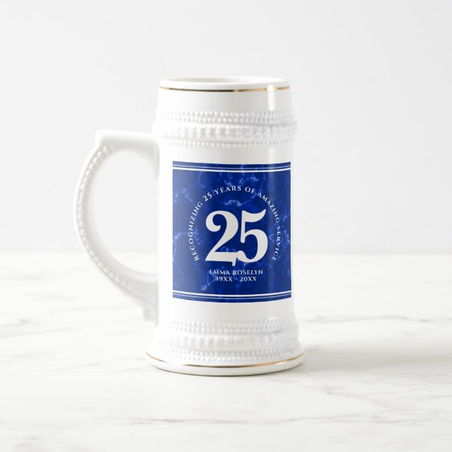 Chope À Bière Marbre Bleu Élégant 25 Anniversaire Du Travail (Gauche)
