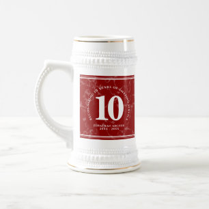Chope À Bière Marbre Rouge Élégant 10 Ans de Travail Anniversair