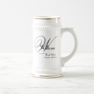 Chope À Bière Mariage Best Man Cadeau Moderne Monogramme + Nom C