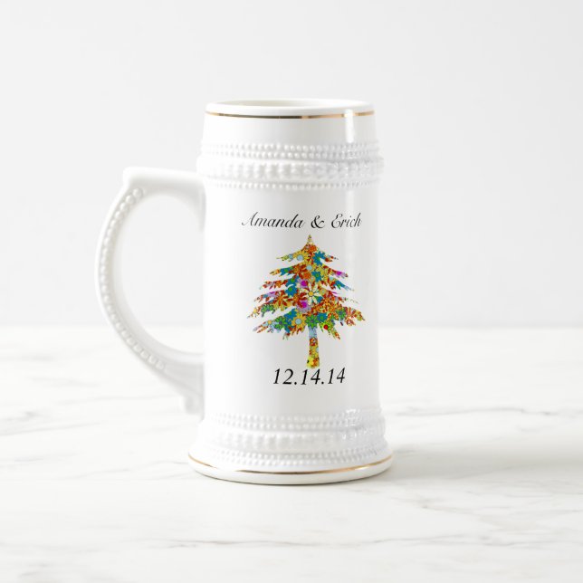 Chope À Bière Mariage de la forêt de pins enchantés (Gauche)