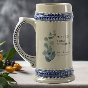 Chope À Bière Mariage Père de la Mariée Eucalyptus Verdure