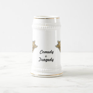 Chope À Bière Masques de Comédie et de Tragédie dorés du Théâtre