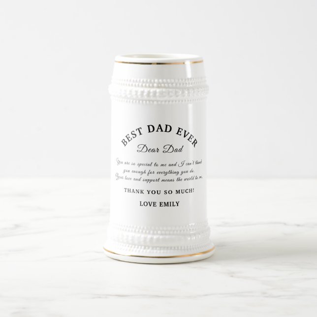 Chope À Bière Meilleur papa jamais noir de fille (Centre)