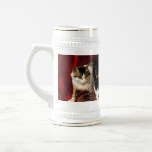 Chope À Bière Mère Chat et chatons sur table