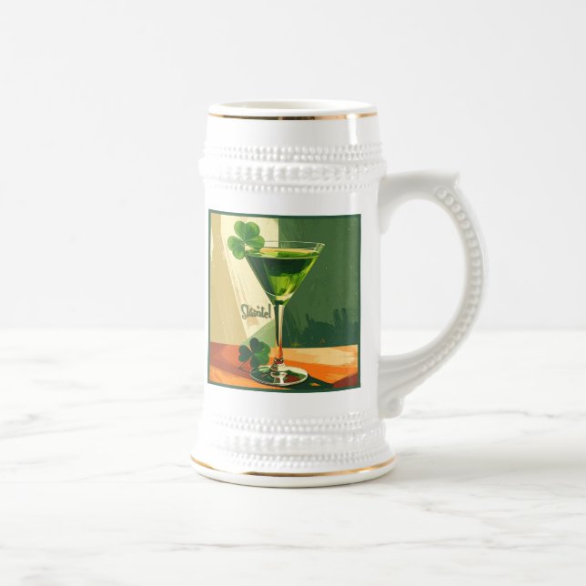 Chope À Bière Mid Century Modern Shamrock Martini Sláinte!  (Droite)