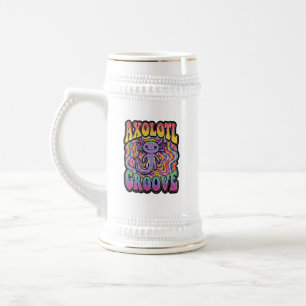 Chope À Bière Mignon Axolotl Hippie Groovy Art Rétro 70s Arc-en-