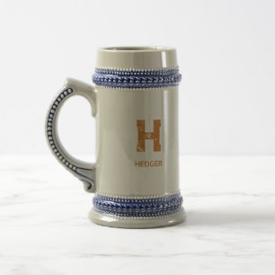 CHOPE À BIÈRE MINIMALISTE BRONZE MONOGRAMME À UNE LETTRE NOM BRU
