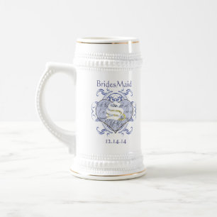 Chope À Bière Monogramme Mariage Vow Heart