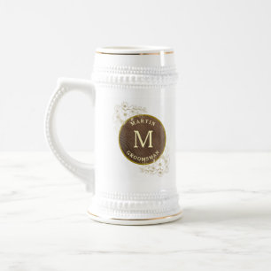 Chope À Bière Monogramme rustique Groomsman Beer Stein