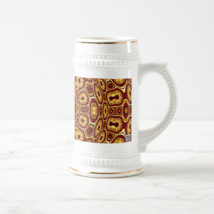 Chope À Bière Motif Abstrait Rouge Or Bohème Marocain