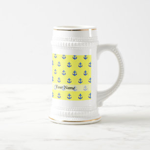 Chope À Bière Motif d'ancre jaune