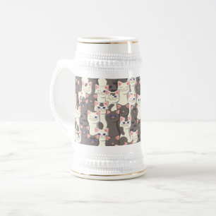 Chope À Bière Motif de chats blancs et gris