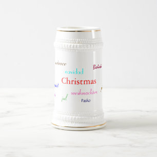 Chope À Bière Noël Dans Le Monde Entier En Blanc Et Or