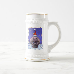 Chope À Bière Noël Hippopotame