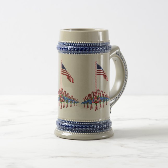 Chope À Bière Noël patriotique Stein de sucres de canne (Devant droit)