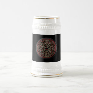 Chope À Bière Noeud celtique métallique rouge foncé et noir