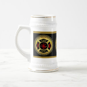 Chope À Bière Noir de logo de corps de sapeurs-pompiers et
