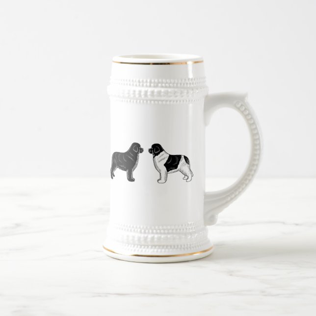 Chope À Bière Noir et chiens de Landseer Terre-Neuve (Droite)