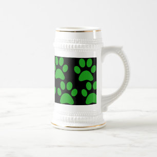 Chope À Bière Noir mignon de vert d'empreintes de pattes de