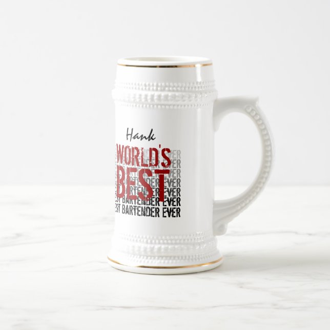 Chope À Bière Nom personnalisé du meilleur barman du monde (Droite)