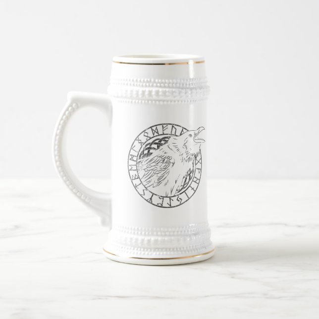 Chope À Bière Odin Raven Crow Viking Mythologie runes runes runi (Gauche)