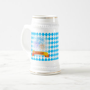 Chope À Bière OKTOBERFEST festival de bière drapeau bleu bavaroi