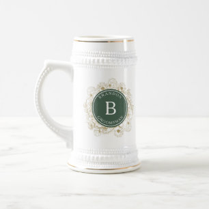 Chope À Bière Olive Green Élégants Groomsmen Cadeau