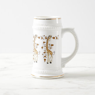 Chope À Bière Or élégant de girafes et stein blanc de bière