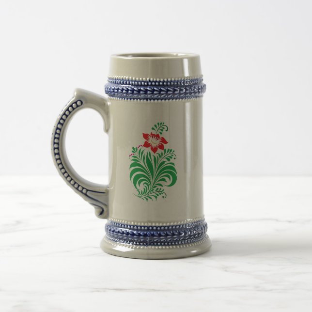 Chope À Bière Ornamental Floral Flower Design – Elegant (Gauche)