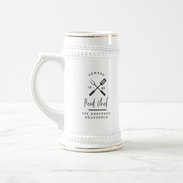 Chope À Bière Papa chef chef barbecue grill Noël anniversaire mo (Gauche)