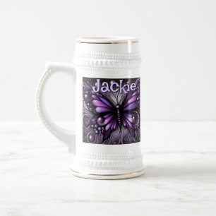 Chope À Bière Papillon gothique violet noir personnalisé