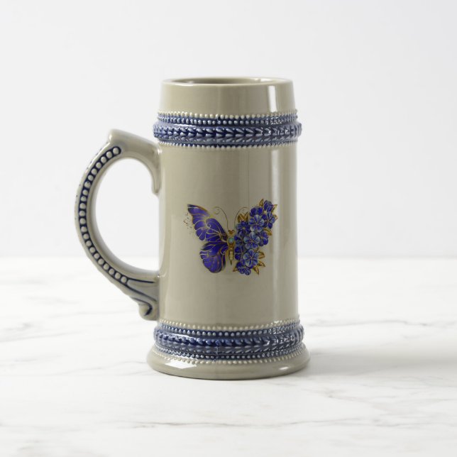 Chope À Bière Papillon Saphir Fleur (Gauche)