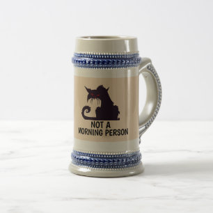 CHOPE À BIÈRE PAS UNE PERSONNE DU MATIN CAT BEER STEIN