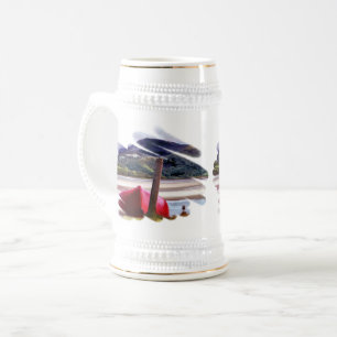 CHOPE À BIÈRE PAYSAGE DE BATEAU ET DE MONTAGNE