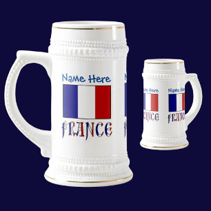 Chope À Bière Personnalisation de la France et du drapeau bleu