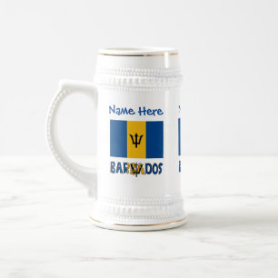 Chope À Bière Personnalisation du drapeau barbadien bleu de la B