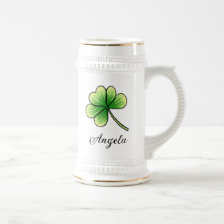 Chope À Bière Personnalisé Nom Lucky Clover St. Patrick's Day