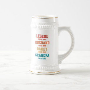 Chope À Bière Personnalisé Retro Legend Mari Daddy Grand-père