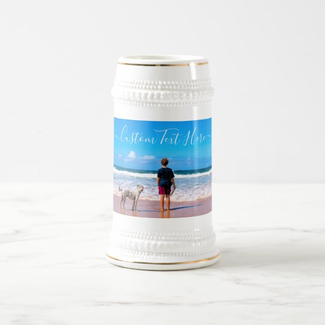 Chope À Bière Personnalisé votre photo Bière Stein et texte pers (Centre)