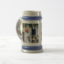Chope à bière personnalisée avec collage de photos